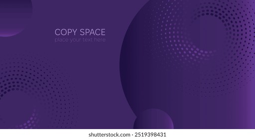 Modern Abstract Background with circle and gradient elements in a luxury purple color. Futuristic digital concept. Good for header, cover, web banner background.
