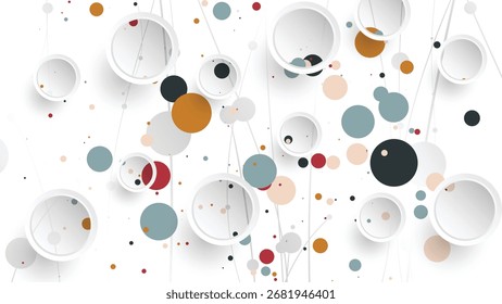Modern abstract background with colorful circles and 3D round shapes. Perfect for posters, flyers, web design, presentations, and creative graphic projects.