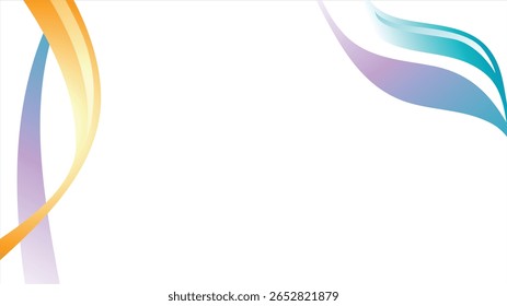 Fundo abstrato moderno com ondas de gradiente coloridas em azul, laranja e amarelo. Modelo de vetor com espaço de cópia, perfeito para apresentações de negócios, cartazes, web, projetos digitais.