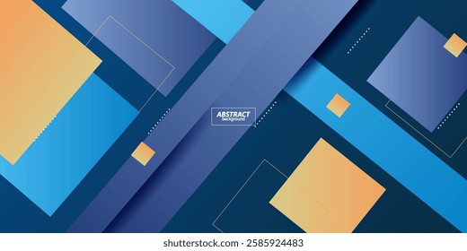 Modern abstract background colorful overlapping blue and yellow colors with stripes. Simple abstract rectangular box background for banner, flyer, design and business card. Vector Eps10