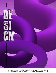 Modern abstract background with colorful turbular blend effect. Realistic 3d blend shape. Liquid Color Background. Gradient 3d stroke. Long voluminous curl. Vector illustration.