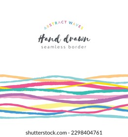 Modern abstract background with colorful waves. Seamless border