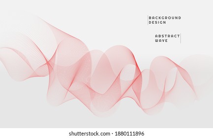 Modern abstract background with curved lines colored in red gradations. Vector illustration