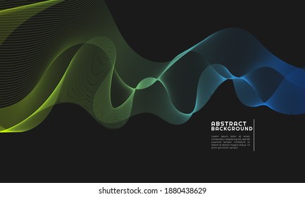 Moderner abstrakter Hintergrund mit geschwungenen Linien in gelben und blauen Farbtönen. Vektorgrafik