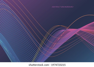 Modern abstract background, of curved lines. colorful gradient, linear pattern
