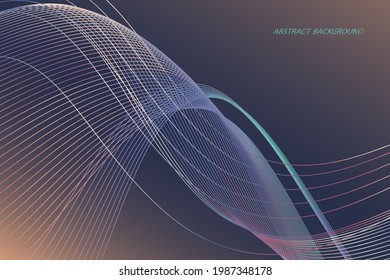 Modern abstract background, of curved lines. colorful gradient, linear pattern