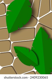 Moderner abstrakter Hintergrund mit ausgeschnittenen, isolierten Blättern auf geometrischen Formen. Vektorgrafik