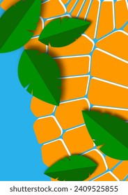 Fondo abstracto moderno con hojas aisladas cortadas sobre formas geométricas. Ilustración del vector