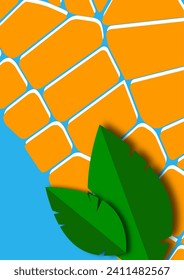 Modern abstract background with cut out isolated leaves on geometric shapes. Vector illustration