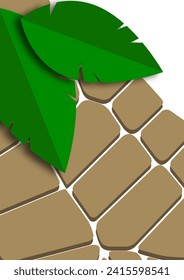 Modern abstract background with cut out isolated leaves on geometric shapes. Vector illustration