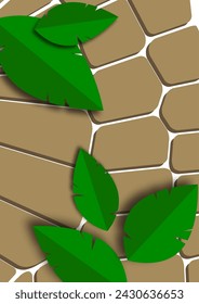 Modern abstract background with cut out isolated leaves on geometric shapes. Vector illustration