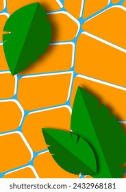 Modern abstract background with cut out isolated leaves on geometric shapes. Vector illustration