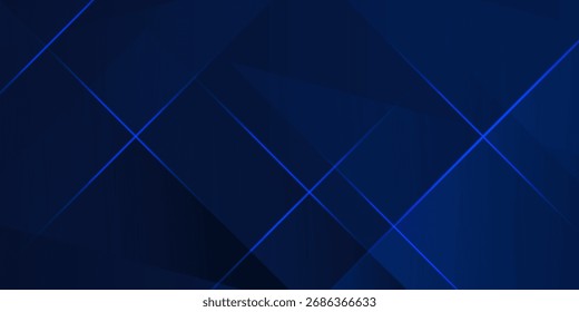 Fundo abstrato moderno com gradiente azul escuro e linhas geométricas diagonais. Design elegante e futurista, ideal para tecnologia, corporativo