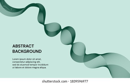 Modern abstract background with dark green color dynamic wave lines. Vector Illustration