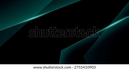 Modern abstract background in dark green. Minimalist. Color gradient. Dark. Geometric shapes. 3D effect. Lines, stripes, triangles.
