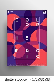 Modern abstract background design with different colors and waves, designed in A4 size for posters, banners, magazines, titles etc. Cover layout design with frame. EPS 10 vector