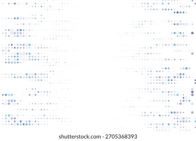 Diseño de fondo abstracto moderno con un patrón dinámico de hexágonos azules y púrpuras y puntos Pequeños en una superficie blanca limpia.