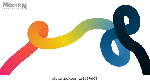 Design de fundo abstrato moderno com efeito de fita de gradiente fluido no branco