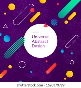 Modern abstract background design. Geometric vector with graphic elements. Dynamical forms. Rounded and angled shapes. Multiple colors. Template for logo, flyer or presentation. Vector illustration