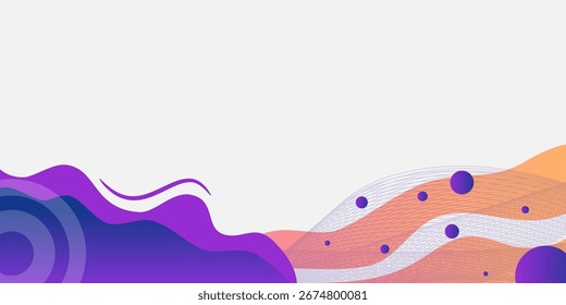 Modern abstract background design with gradient wave and spheres, Futuristic gradient background with colorful flowing lines and shapes, Creative abstract background template with minimal wave