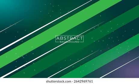 Modern abstract background design with green and dark blue as the main colors. It features diagonal lines in bright green, dark green, and white, running from the top left to the bottom right