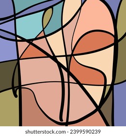 modern abstract background design with layers of textured free form line and shapes in random pattern