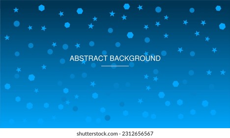 Modern abstract background design. Stars, hexagons, circles elements blue background design. Geometric shapes background.