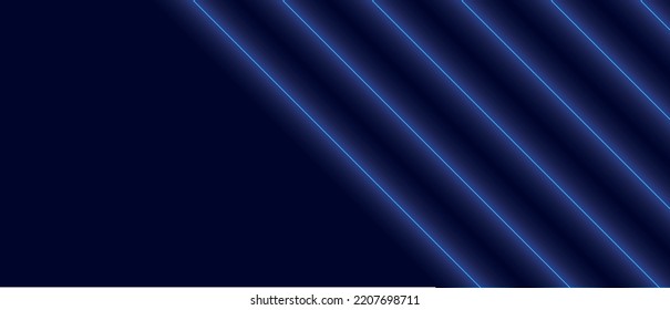 Modern Abstract Background With Diagonal Blue Neon Lines. Luxurious Vector Background. Vector Horizontal Template For Digital Lux Business Banner, Luxury Voucher, Prestige Gift Certificate