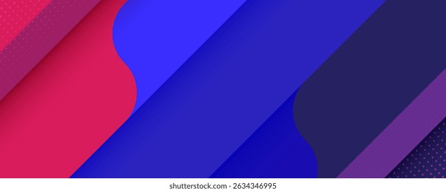 Modern Abstract Background with Diagonal Layers in Red and Blue Tones with Halftone Pattern