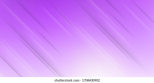 Modern abstract background with diagonal lines or stripes and halftone elements and purple color pastel gradient with a digital technology theme.
