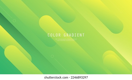 Modern Abstract Background Diagonal Tilt Retro Memphis Lines Fluid Liquid Motion and Green Yellow Gradient Color