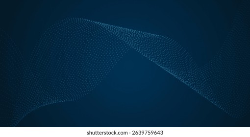 Modern abstract background with a digital glowing dot wave over dark blue tones, perfect for web, tech, and creative designs.