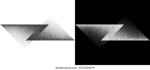 Modern abstract background with dotted triangles. Abstract letter Z concept. Black shape on a white background and the same white shape on the black side.