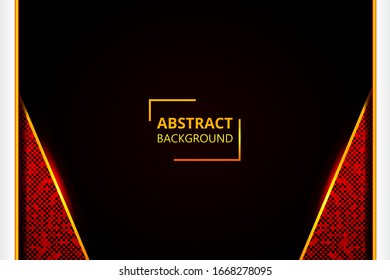 Modern abstract background with elements of geometric shapes, golden lines, shimmering glare.