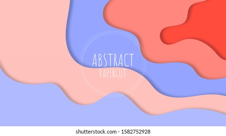 Modern abstract background with elements of papercut or paper art. This background uses pastel or vintage colors for posters, banners and website landing pages.