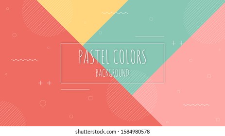 Modern abstract background with elements of papercut or paper art and memphis. This background uses pastel or vintage colors for posters, banners and website landing pages.