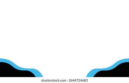 Modern abstract background featuring black and blue wave shapes at the bottom corners on a clean white canvas. Ideal for business templates, flyers, marketing banners, or digital graphic layouts.