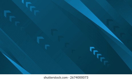 Fondo abstracto moderno con tonos degradados azules con rayas diagonales y Elementos de flecha. Perfecto para negocios, tecnología, presentaciones y proyectos digitales creativos.