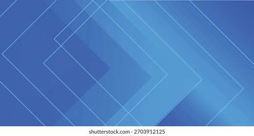 Un fondo abstracto moderno con un gradiente azul con cuadrados translúcidos superpuestos y delgadas líneas geométricas.