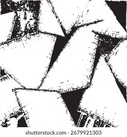 Modern abstract background featuring bold black and white grunge triangle shapes with rough textures, perfect for contemporary art, posters, and graphic design projects