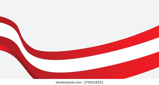 Modern abstract background featuring bold red curved wave shapes flowing over a clean light gray backdrop. 