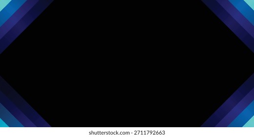 Fondo abstracto moderno con un espacio central negro enmarcado por vibrantes rayas degradadas azules y púrpuras, creando un diseño dinámico y geométrico.