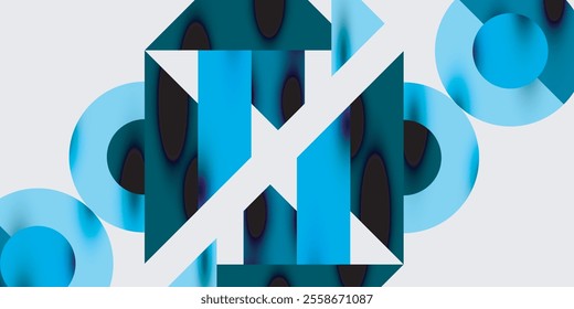 Modern abstract background featuring circles, lines, and triangles in a dynamic geometric composition. Perfect for stylish, tech, or creative-themed designs