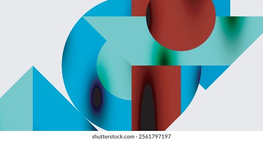 Modern abstract background featuring circles, lines, and triangles in a dynamic geometric composition. Perfect for stylish, tech, or creative-themed designs