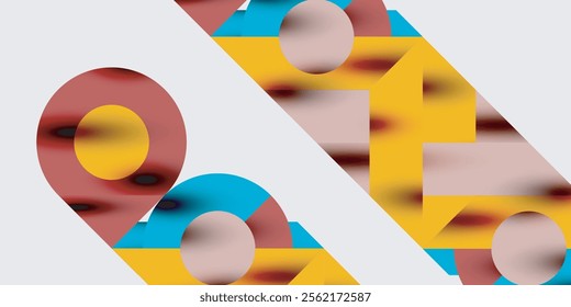 Modern abstract background featuring circles, lines, and triangles in a dynamic geometric composition. Perfect for stylish, tech, or creative-themed designs