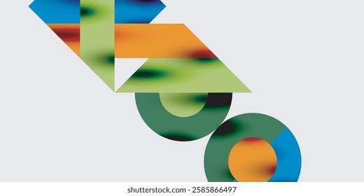 Modern abstract background featuring circles, lines, and triangles in a dynamic geometric composition. Perfect for stylish, tech, or creative-themed designs