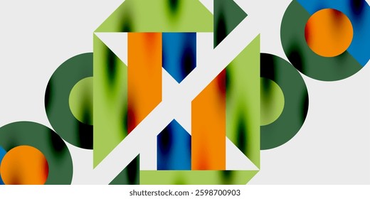 Modern abstract background featuring circles, lines, and triangles in a dynamic geometric composition. Perfect for stylish, tech, or creative-themed designs