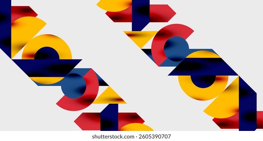Modern abstract background featuring circles, lines, and triangles in a dynamic geometric composition. Perfect for stylish, tech, or creative-themed designs
