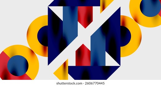 Modern abstract background featuring circles, lines, and triangles in a dynamic geometric composition. Perfect for stylish, tech, or creative-themed designs