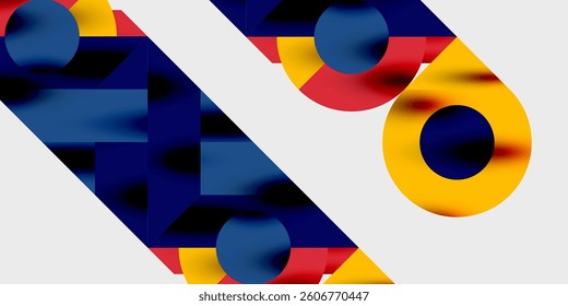 Modern abstract background featuring circles, lines, and triangles in a dynamic geometric composition. Perfect for stylish, tech, or creative-themed designs